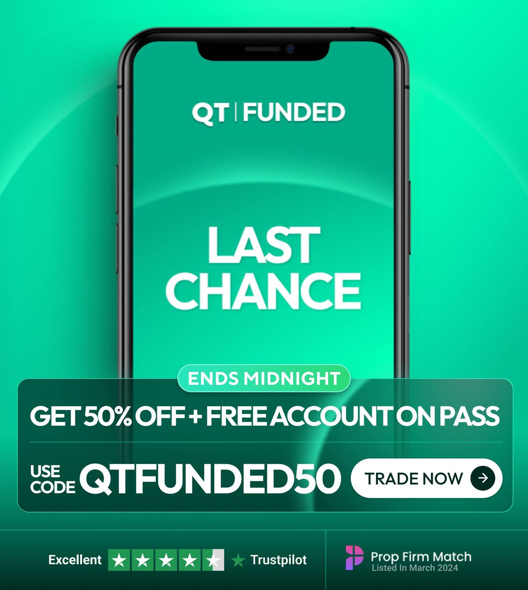 ⏰ LAST CHANCE  Ends Midnight!
Don’t miss your shot to get 50% OFF + a FREE account on pass with <a href="/QtFunded/">QT | FUNDED</a> 💸

✅ Use code: QTFUNDED50
✅ Instant Funding Options
✅ Excellent reviews on Trustpilot
✅ Free account reward at payout

This offer disappears in hours. Act fast!
👉