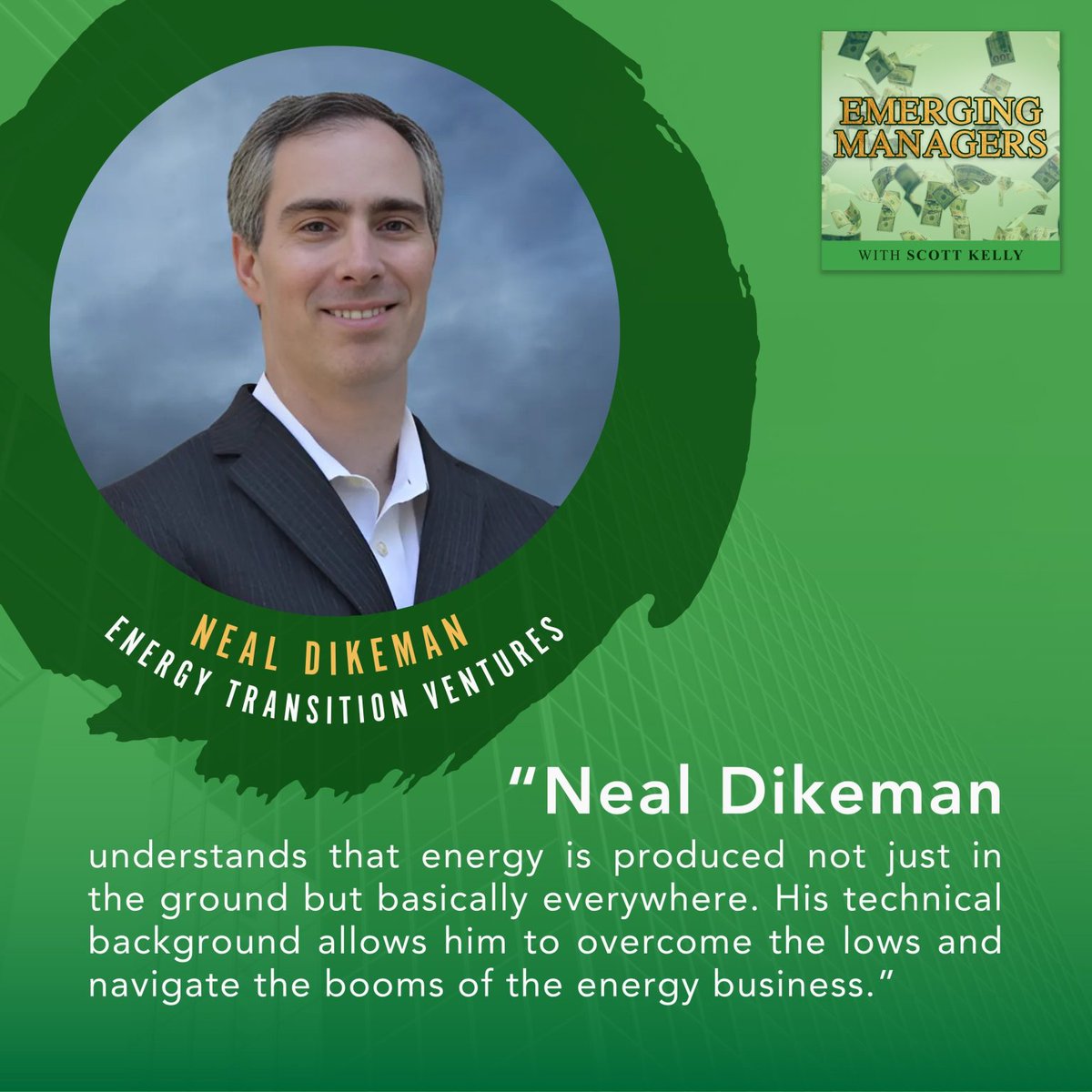 This week on the Emerging Managers Podcast: 

The Hot Demand For Energy Business With Neal Dikeman  of Energy Transition Ventures.

Watch and listen to the podcast here:
emergingmanagerspodcast.com/the-hot-demand…

Brought to you by Black Dog Venture Partners, VC Fast Pitch and Podetize.