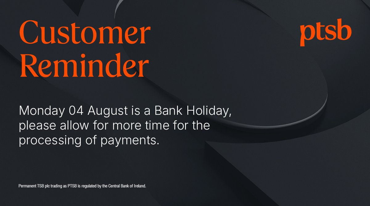 Monday 04 August is a Bank Holiday, please note Direct Debits or Standing Orders due on your account will be processed on Tuesday 05 August. The cut off for Credit Card payments is 6pm Thursday 31 July. Any payment made after that date will be processed Tuesday 05 August.
