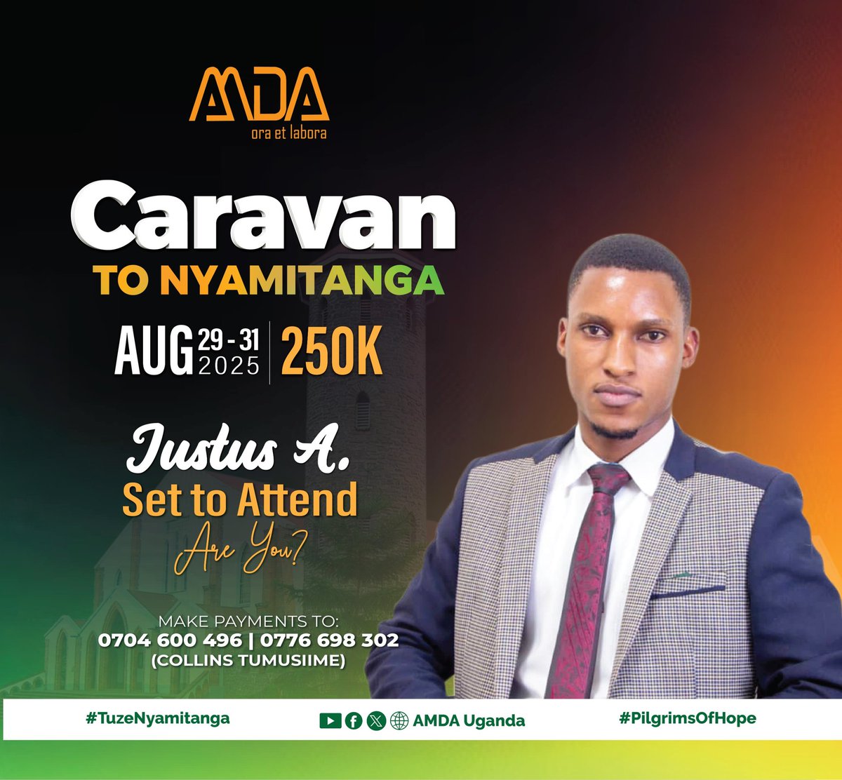 JustusAmanya1's tweet photo. We're set to attend. ARE YOU?
Plan to be part of the annual #AMDACaravan, organized by @AMDAUganda. This year, we’re going to the Cathedral parish, Nyamitanga! Please join another rewarding experience now at the Cathedral
#AMDACaravan2025
#TuzeNyamitanga
#AMDACaravanToNyamitanga https://t.co/1PFm093lL7