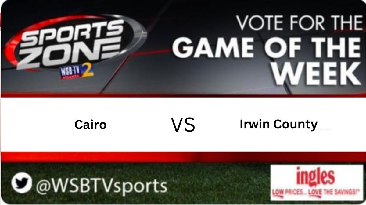 WSB-TV sports (@wsbtv_) on Twitter photo GAME of the week
SCRIMMAGE
<a href="/Cairo_Football/">Cairo Football</a> 🆚 <a href="/irwincounty_fb/">Irwin County Indians Football</a>
Friday, August 01 @ 7:30pm.
Come support your favorite team.
Watch Here: s.id/wsb-tv
<a href="/OMarionSmith61/">O’Marion Smith</a> <a href="/IrwinSchools/">Irwin County Schools</a> GAME of the week
SCRIMMAGE
<a href="/Cairo_Football/">Cairo Football</a> 🆚 <a href="/irwincounty_fb/">Irwin County Indians Football</a>
Friday, August 01 @ 7:30pm.
Come support your favorite team.
Watch Here: s.id/wsb-tv
<a href="/OMarionSmith61/">O’Marion Smith</a> <a href="/IrwinSchools/">Irwin County Schools</a>