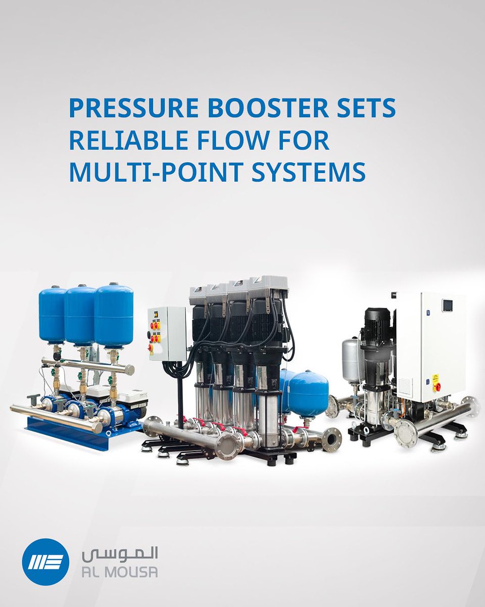 Almousahc's tweet image. Need steady pressure for multiple outlets or high-rises? Our booster sets deliver efficiency, durability & smart control under any demand.
#BoosterSets #SmartFlow #AlmousaLTD #Vision2030
