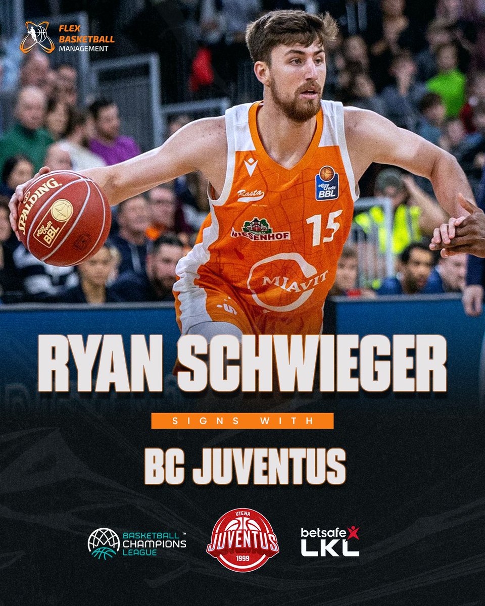 Flex Basketball Management (@flexbball) on Twitter photo We’re very pleased to announce that Ryan Schwieger has signed with <a href="/BCJuventus/">BC Utenos „Juventus“</a> , competing in one of Europe’s most respected leagues in Lithuania <a href="/betsafeLKL/">Betsafe LKL</a> and with eyes set on reaching the top stage in the <a href="/BasketballCL/">Basketball Champions League</a> !
Let's work Ryan! 🤞✍️ We’re very pleased to announce that Ryan Schwieger has signed with <a href="/BCJuventus/">BC Utenos „Juventus“</a> , competing in one of Europe’s most respected leagues in Lithuania <a href="/betsafeLKL/">Betsafe LKL</a> and with eyes set on reaching the top stage in the <a href="/BasketballCL/">Basketball Champions League</a> !
Let's work Ryan! 🤞✍️