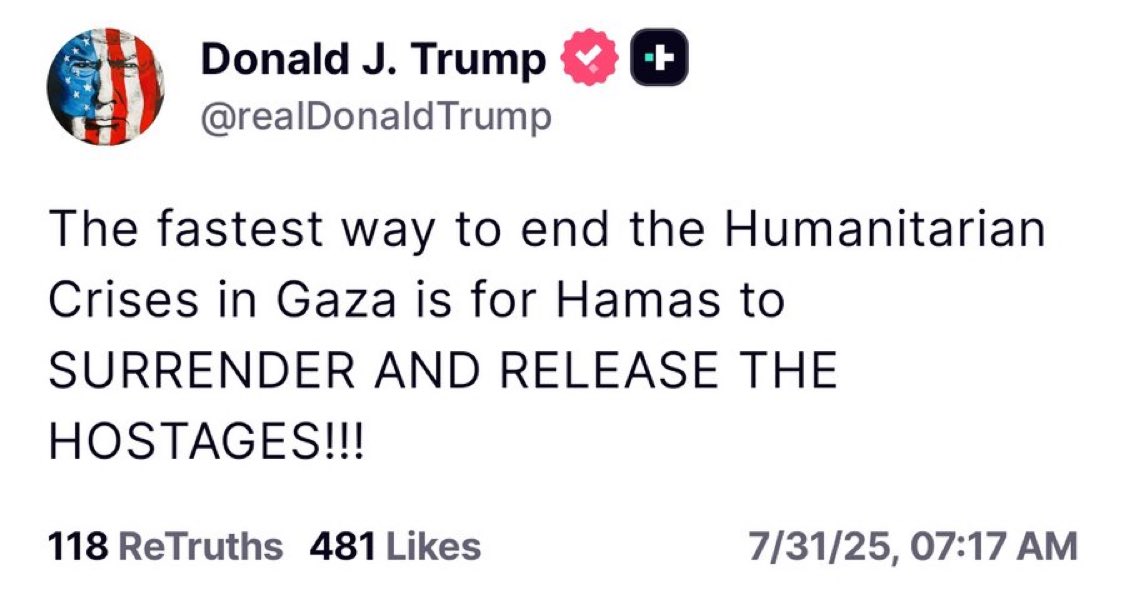 AIPAC 🇺🇸🇮🇱🎗️ (@aipac) on Twitter photo Thank you <a href="/POTUS/">President Donald J. Trump</a> <a href="/realDonaldTrump/">Donald J. Trump</a>!
Hamas started this terrible war on October 7, and has since brought suffering on Gaza only to stay in power and keep 50 hostages.
The Iranian-backed terror group can and must end this war today by surrendering and freeing all 50 hostages! Thank you <a href="/POTUS/">President Donald J. Trump</a> <a href="/realDonaldTrump/">Donald J. Trump</a>!
Hamas started this terrible war on October 7, and has since brought suffering on Gaza only to stay in power and keep 50 hostages.
The Iranian-backed terror group can and must end this war today by surrendering and freeing all 50 hostages!