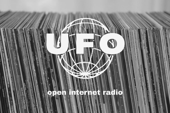 UFO Open Internet Radio logo with vinyl records background