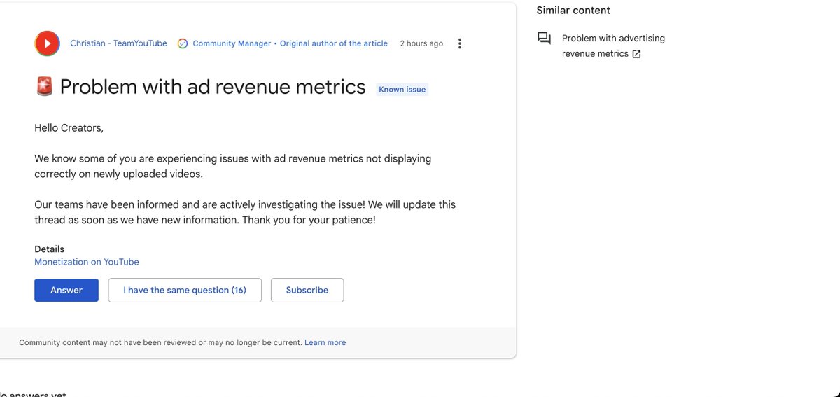 Update!

I've had like 50 creators all message me saying they're experiencing the same thing.

Appears to be a bug where it only shows revenue from 'YouTube Premium'.

Should be corrected soon.

Ruining the nice revenue screenshots 🤬
