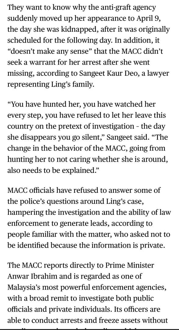Bloomberg really buka cerita all of it and MACC stinks and PDRM remain hopeless in the kidnapping of Pamela Ling. This is just one bit.