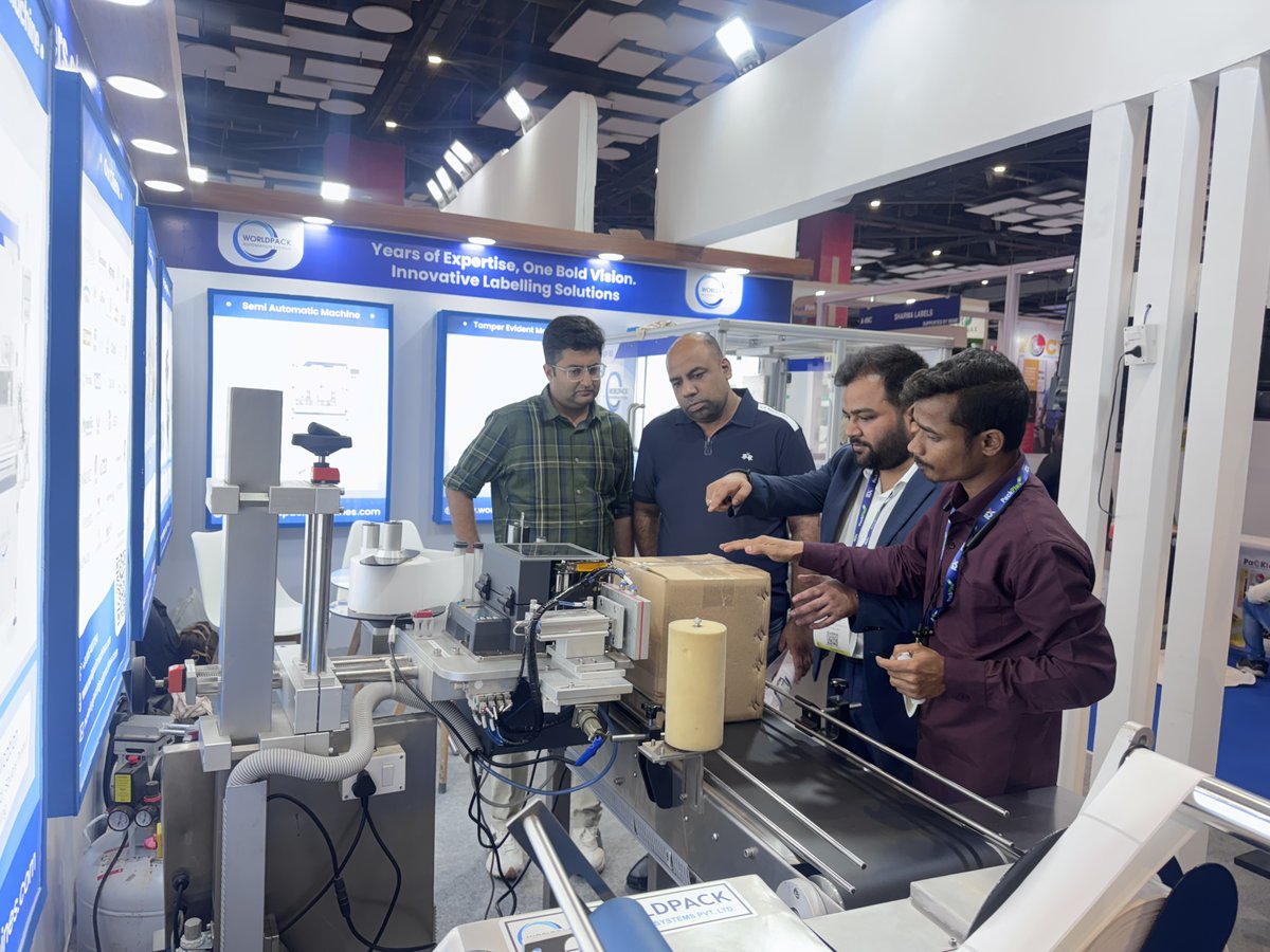WORLDPACKSYSTEM's tweet photo. Day 1 at #PackPlus2025 ✅
Huge thanks to everyone who visited Worldpack Automation at Stall A28C, Hall 5, Pragati Maidan! 🙌
We’re here for 2 more days – come see our live demos and smart labelling solutions in action! 🏷️

📍 July 31–Aug 2
#WorldpackAutomation #MakeInIndia https://t.co/oifVQisWAJ