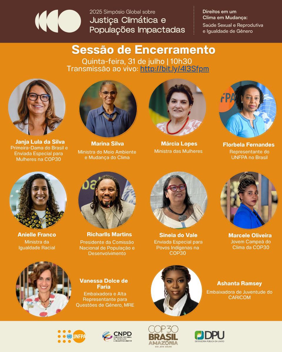 ONU Brasil (@onubrasil) on Twitter photo AO VIVO: Primeira-dama <a href="/JanjaLula/">Janja Lula Silva</a> e ministras de Estado <a href="/MarinaSilva/">Marina Silva</a>, <a href="/marciahclopes/">Márcia Lopes</a> e <a href="/aniellefranco/">Anielle Franco</a> se unem a lideranças internacionais e jovens ativistas para lançar Chamado à Ação por #JustiçaClimática 📣
🗓️ 31/07
⏰ 10h30min
📍 <a href="/TCUoficial/">TCUoficial</a>
🔗 brasil.un.org/pt-br/298912-a… AO VIVO: Primeira-dama <a href="/JanjaLula/">Janja Lula Silva</a> e ministras de Estado <a href="/MarinaSilva/">Marina Silva</a>, <a href="/marciahclopes/">Márcia Lopes</a> e <a href="/aniellefranco/">Anielle Franco</a> se unem a lideranças internacionais e jovens ativistas para lançar Chamado à Ação por #JustiçaClimática 📣
🗓️ 31/07
⏰ 10h30min
📍 <a href="/TCUoficial/">TCUoficial</a>
🔗 brasil.un.org/pt-br/298912-a…