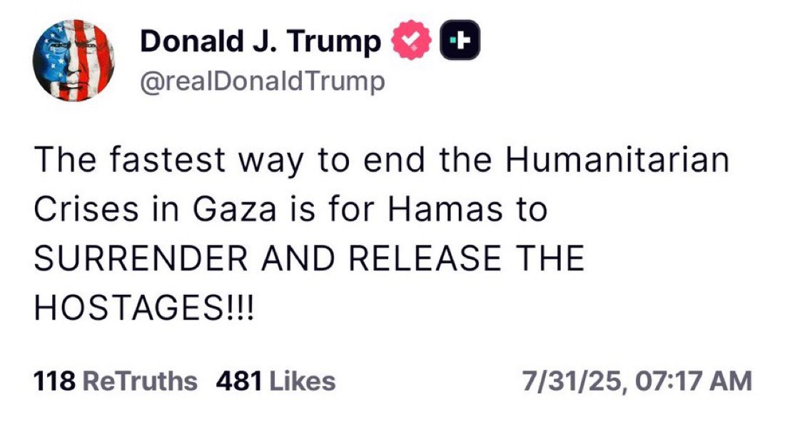 Hillel Fuld (@hilzfuld) on Twitter photo While a bunch of morally bankrupt governments like that of the UK, Canada, Germany, and France want to reward Hamas for 10/7 by giving them a state, president Trump continues to speak with moral clarity! While a bunch of morally bankrupt governments like that of the UK, Canada, Germany, and France want to reward Hamas for 10/7 by giving them a state, president Trump continues to speak with moral clarity!