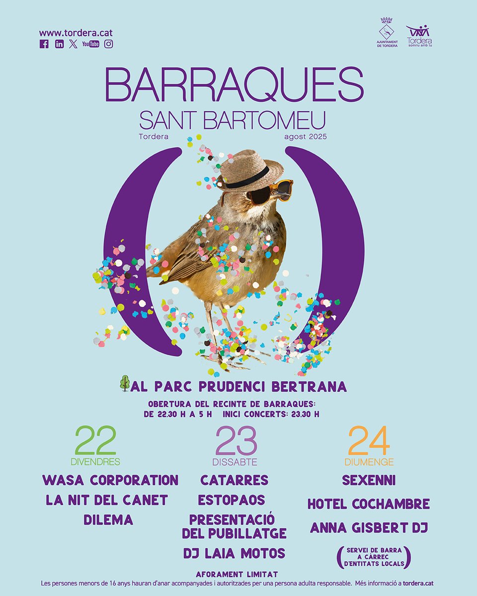 Aj_Tordera's tweet photo. 👀🚀Barraques #FMTordera25 a la vista!

📍Divendres 22, dissabte 23 i diumenge 24 d’agost al Parc Prudenci Bertrana de Tordera.

#FMTordera25 #Tordera https://t.co/GEcO00UPGN