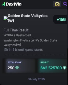 Daily Cuties ๐ (@cuties_zone) on Twitter photo ๐ Mystics vs Valkyries in a WNBA showdown!
๐ฅ 250 $USDT on Valkyries to win = 642 $USDT!
Best betting odds in basketball today via <a href="/DexWin_Sports/">DexWin Crypto Betting</a> โ the first licensed decentralized crypto bookmaker ๐ค ๐ Mystics vs Valkyries in a WNBA showdown!
๐ฅ 250 $USDT on Valkyries to win = 642 $USDT!
Best betting odds in basketball today via <a href="/DexWin_Sports/">DexWin Crypto Betting</a> โ the first licensed decentralized crypto bookmaker ๐ค