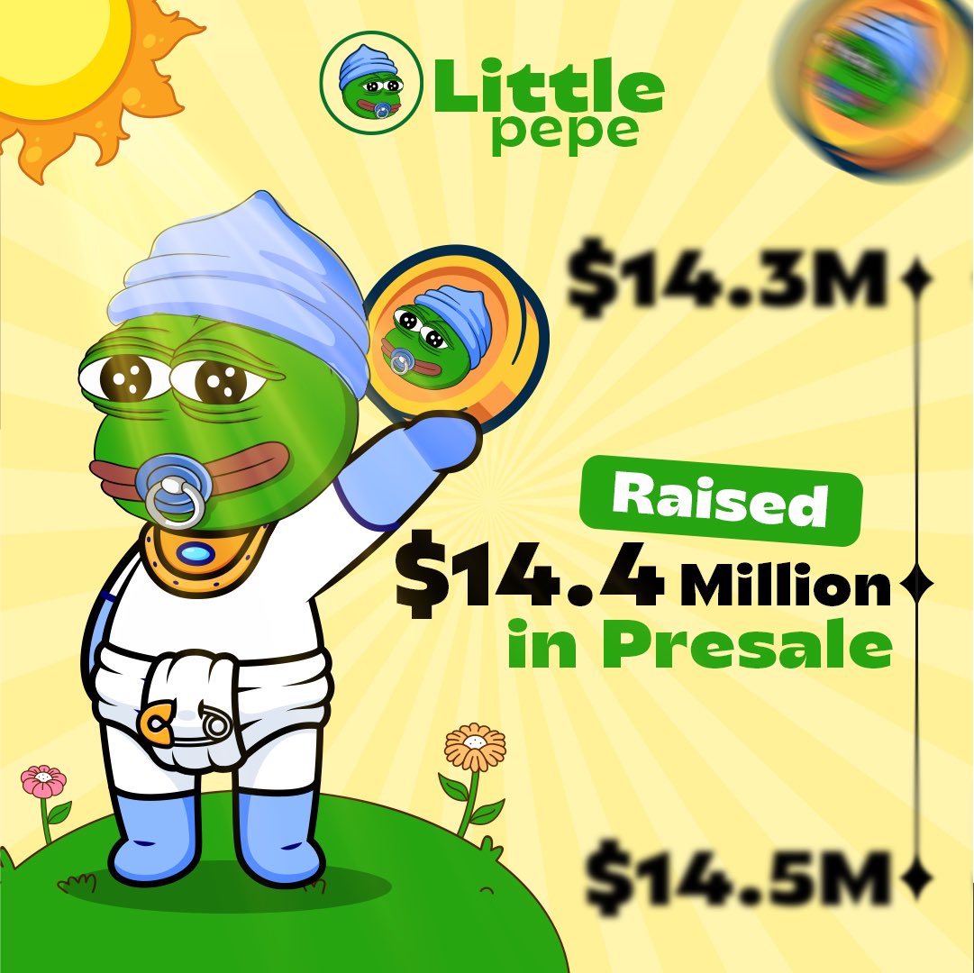 🚨 Milestone Unlocked! 🚨

Little Pepe Presale crosses $14.4M 💥💚

Huge thanks to our amazing community for the love and support! 🙌

🔥 Be part of the meme revolution.

👉 Join the $LILPEPE Presale now: littlepepe.com