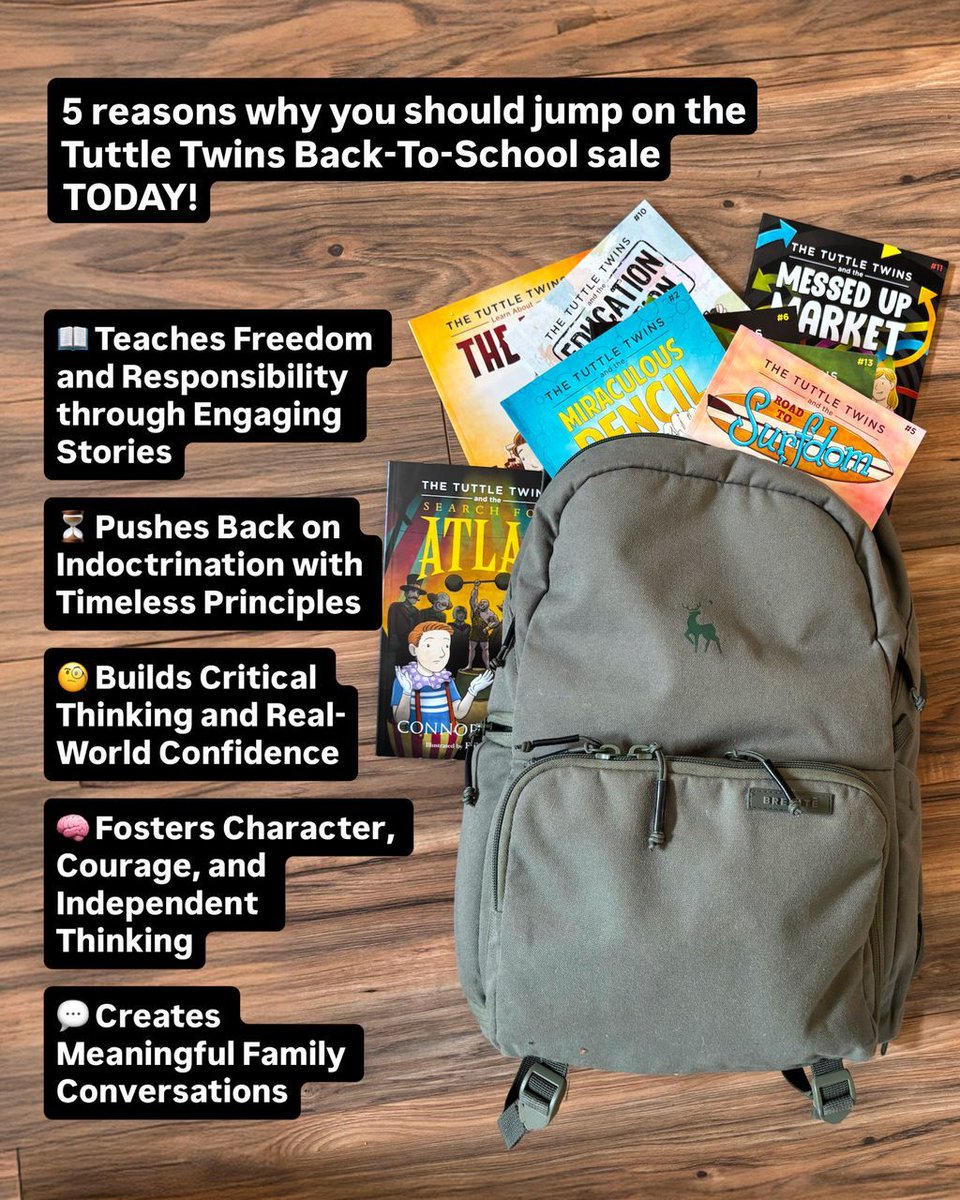 Why we grabbed the Tuttle Twins Back-to-School Bundle 🎒📚

✅ Teaches real freedom
✅ Encourages independent thinking
✅ Pushes back on the agenda
✅ Opens up great convos at home
✅ It’s up to 70% off

Honestly, it’s one of the best buys for the new school year.

➡️