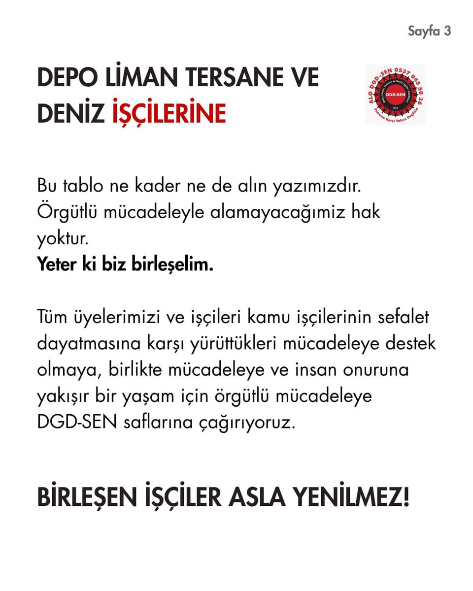 🔴 DGD Sen'den kamu işçilerine destek!

Depo, Liman, Tersane ve Deniz İşçileri Sendikası yaptığı açıklama ile 600 binden fazla kamu işçisine destek verdi. 👇