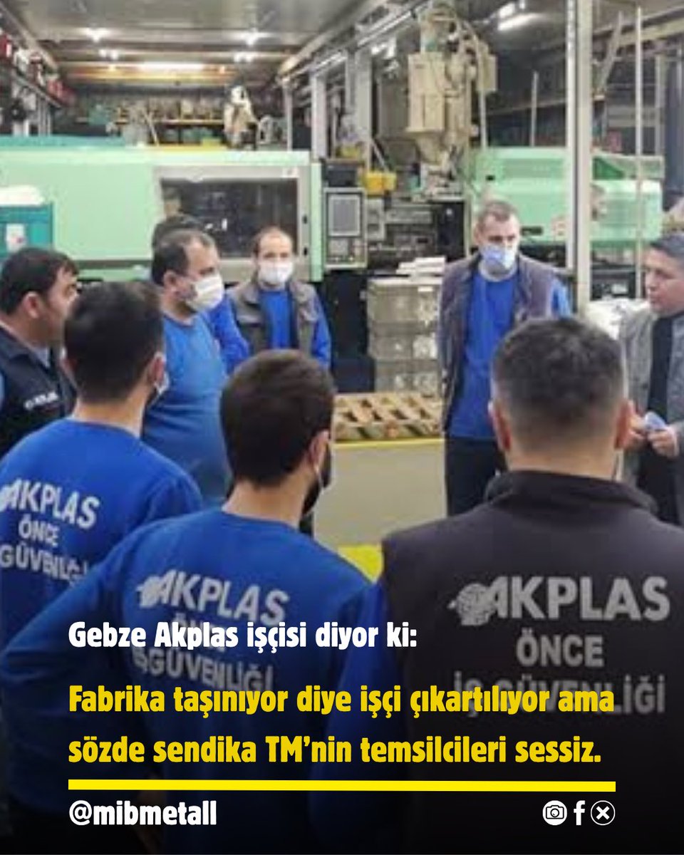 Gebze Akplas işçisi diyor ki:

Fabrika Manisa'ya taşımıyor. İş yok diyerek yüzlerce işçi çıkardılar. Ama 70-80 tane taşeron işçi aldılar. İşçilerin hakkı yeniyor, keyfi işten atmalar yaşanıyor ancak sözde sendika TM’nin temsilciler hiçbir şey yapmıyor.