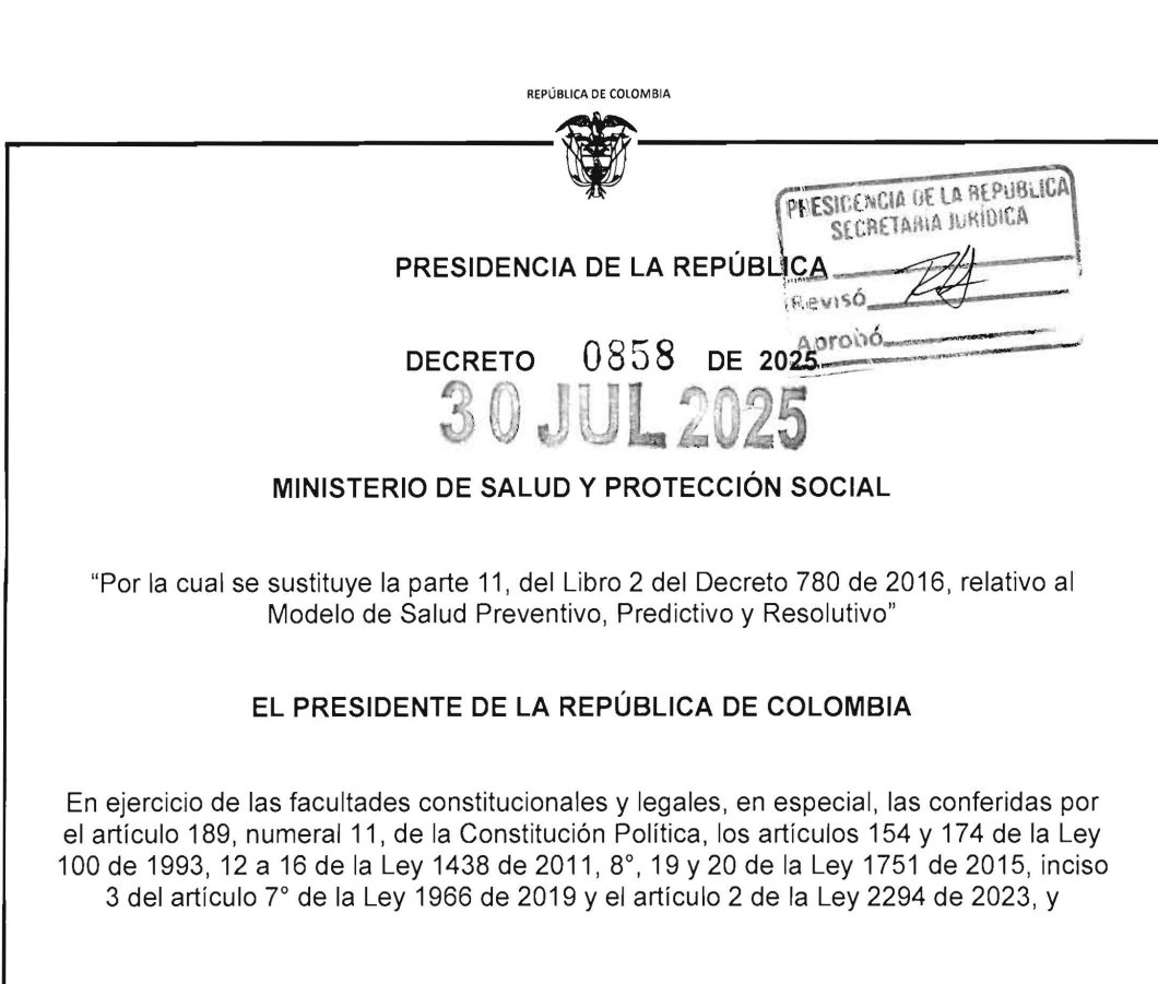 🎯 HILO | ¿Qué cambia con el Decreto 0858 de 2025? 

El nuevo Modelo de Salud Preventivo, Predictivo y Resolutivo ya es política oficial en Colombia.

Este es el paso más firme del Gobierno de <a href="/petrogustavo/">Gustavo Petro</a> hacia un sistema de salud centrado en la vida, no en el negocio. 

Te