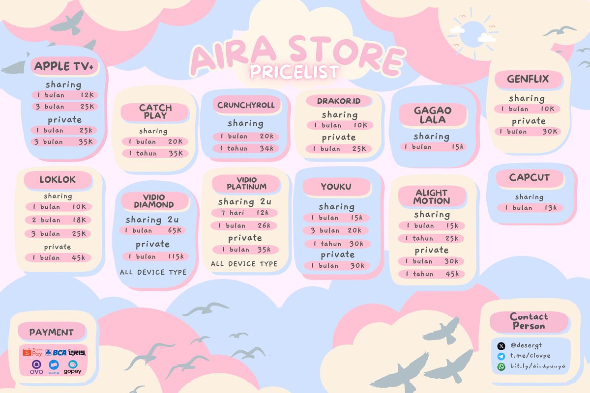 desergt's tweet image. ☆ Aira here provide a lot of trusted premium app with affordable price &amp;amp;&amp;amp; also full warranty. DM or contact tru bit.ly/airapunya ꒰ ⸝⸝ ˊ͈ ˘ ˋ͈ ⸝⸝ ꒱ 
#zonauang #zonaba #zonabu