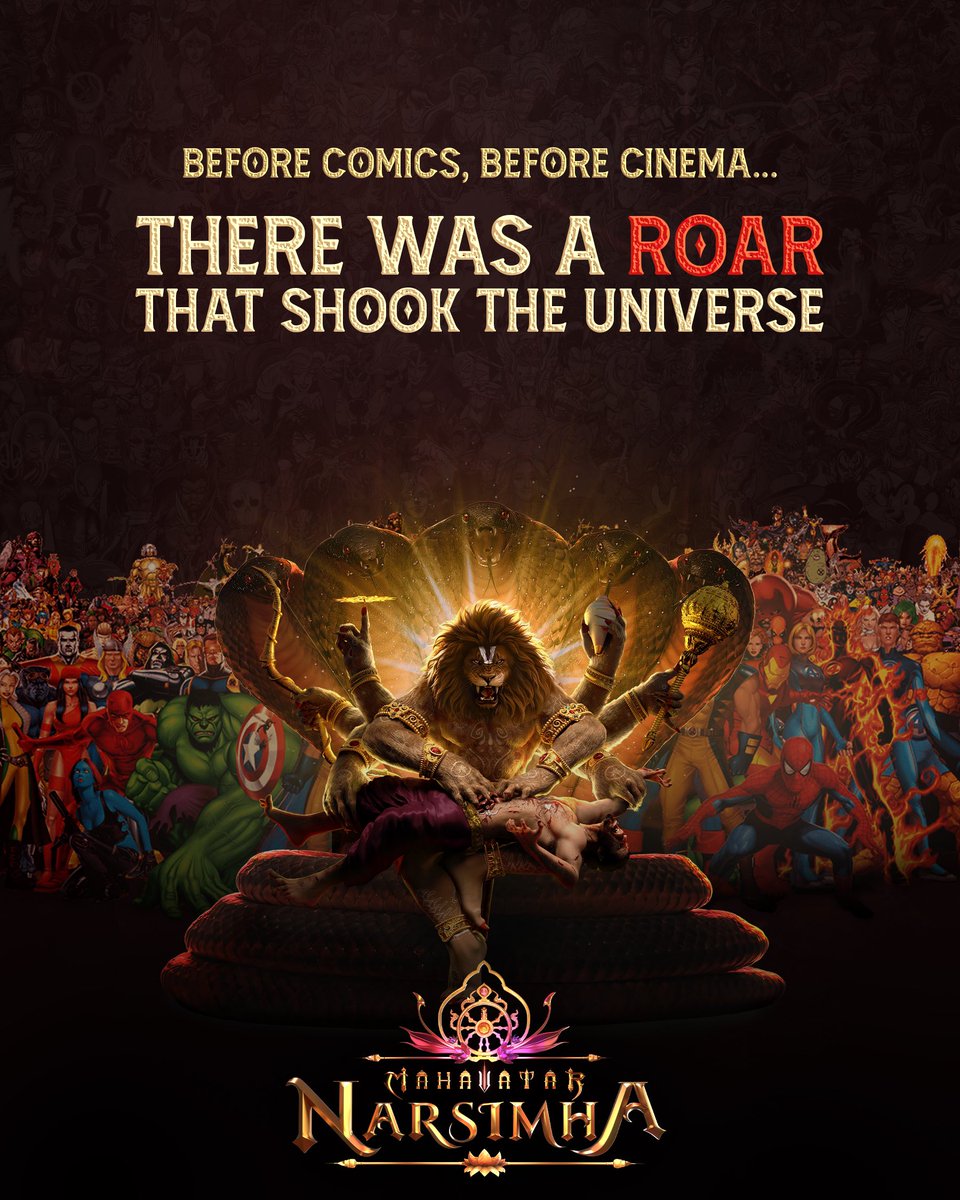 Before Comics, Before Cinema…
The universe had already witnessed a divine force from our sacred history.

#MahavatarNarsimha - the eternal protector, the OG Superhero 🦁🔥

Witness the divine darshan in theatres near you ✨

#Mahavatar <a href="/hombalefilms/">Hombale Films</a> <a href="/VKiragandur/">Vijay Kiragandur</a> <a href="/ChaluveG/">Chaluve Gowda</a>