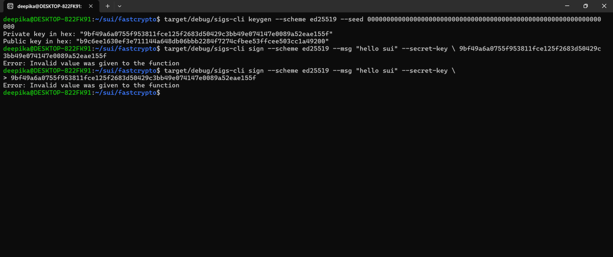 DeepikaY63641's tweet photo. ISSUE NOT ABLE TO CREATE SIGNATURE hex       #sui #fastcrypto #blockchain https://t.co/eBxXN3rBqP