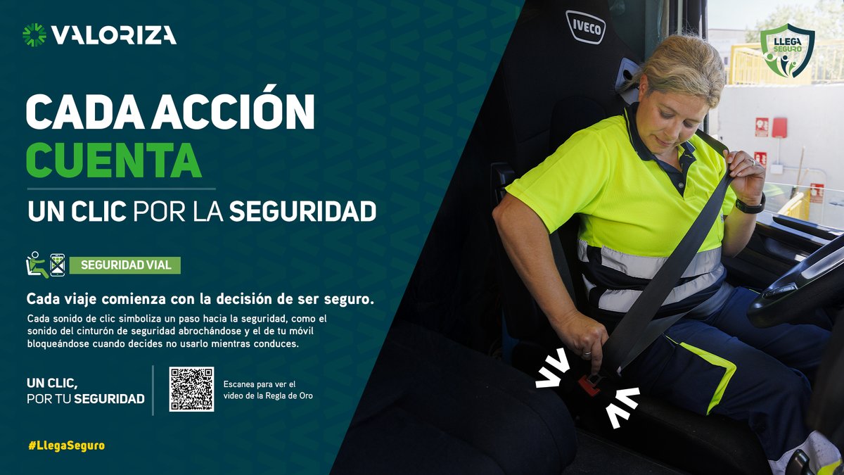 🔒 Cada acción cuenta. También fuera del trabajo.

En Valoriza, la seguridad es una prioridad que no se queda en el lugar de trabajo.💚

Este verano, en cada desplazamiento, haz clic por tu seguridad:

✅ Cinturón abrochado

🚫 Móvil bloqueado

🧠 Atención plena en la carretera