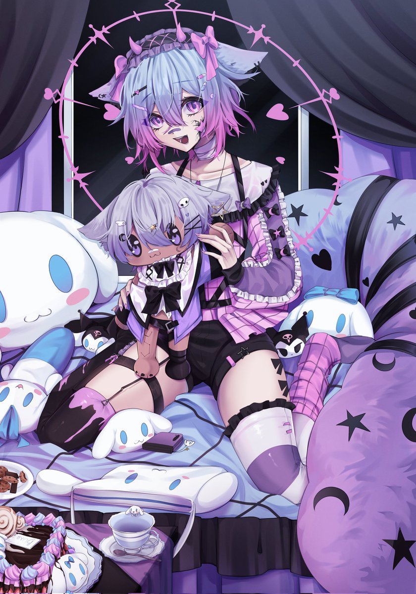 long time no see!~🩵🔪
ft. plushie gf @.pawtissm! 💜

illust: @/xGRIMLOVEx 
#MewBlueArt