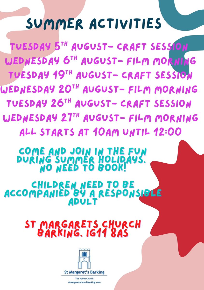 Please see our free summer activities for primary school children with an accompanied adult, all welcome!