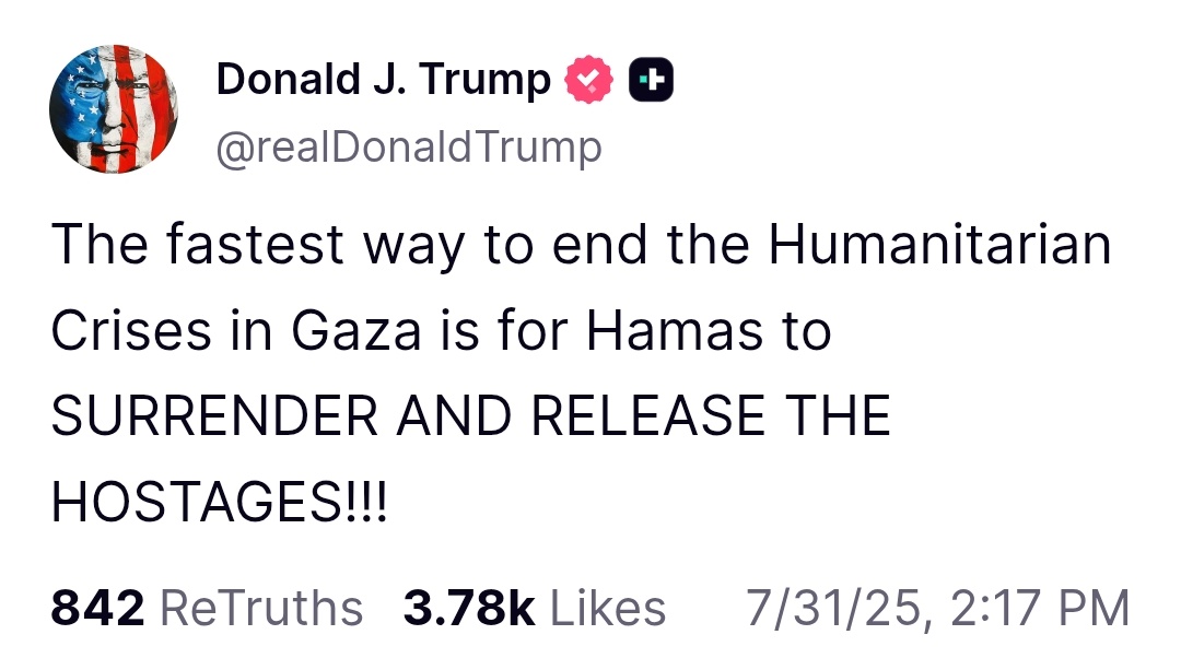 The war in Gaza will end today if they listen to Trump 👇