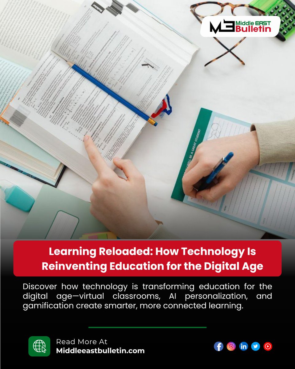Midleeastbull18's tweet image. Technology is reinventing education with virtual classes, AI personalization, and gamified learning. Discover what the digital age means for students and teachers.
#LearningReloaded #DigitalEducation #EdTech2025 #VirtualLearning #PersonalizedLearning