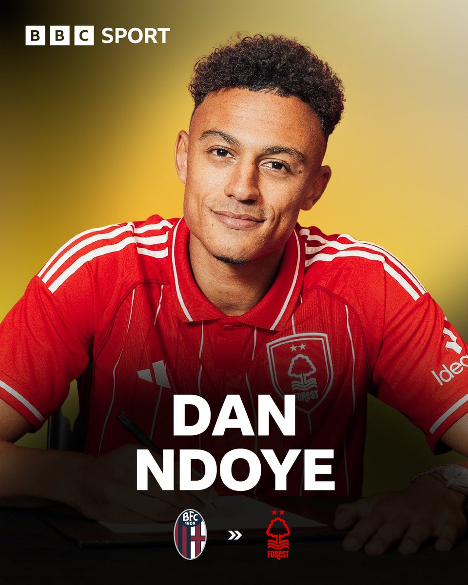 BBCRNS's tweet photo. Swiss international winger Dan Ndoye signs five-year contract, joining #NFFC from Bologna for around £35m.

"It is a really exciting time at Forest and I knew straight away that I wanted to be a part of the project" https://t.co/oiaKh4MGVc