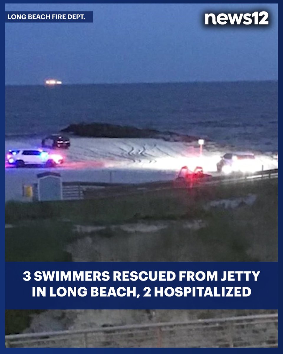 🔁 <a href="/News12LI/">News12LI</a>: SWIMMERS RESCUED: The Long Beach Fire Department says three people were reported in distress at Monroe Boulevard. All of the swimmers were stuck on the end of the jetty and injured.

READ MORE: bit.ly/4lg6gk0