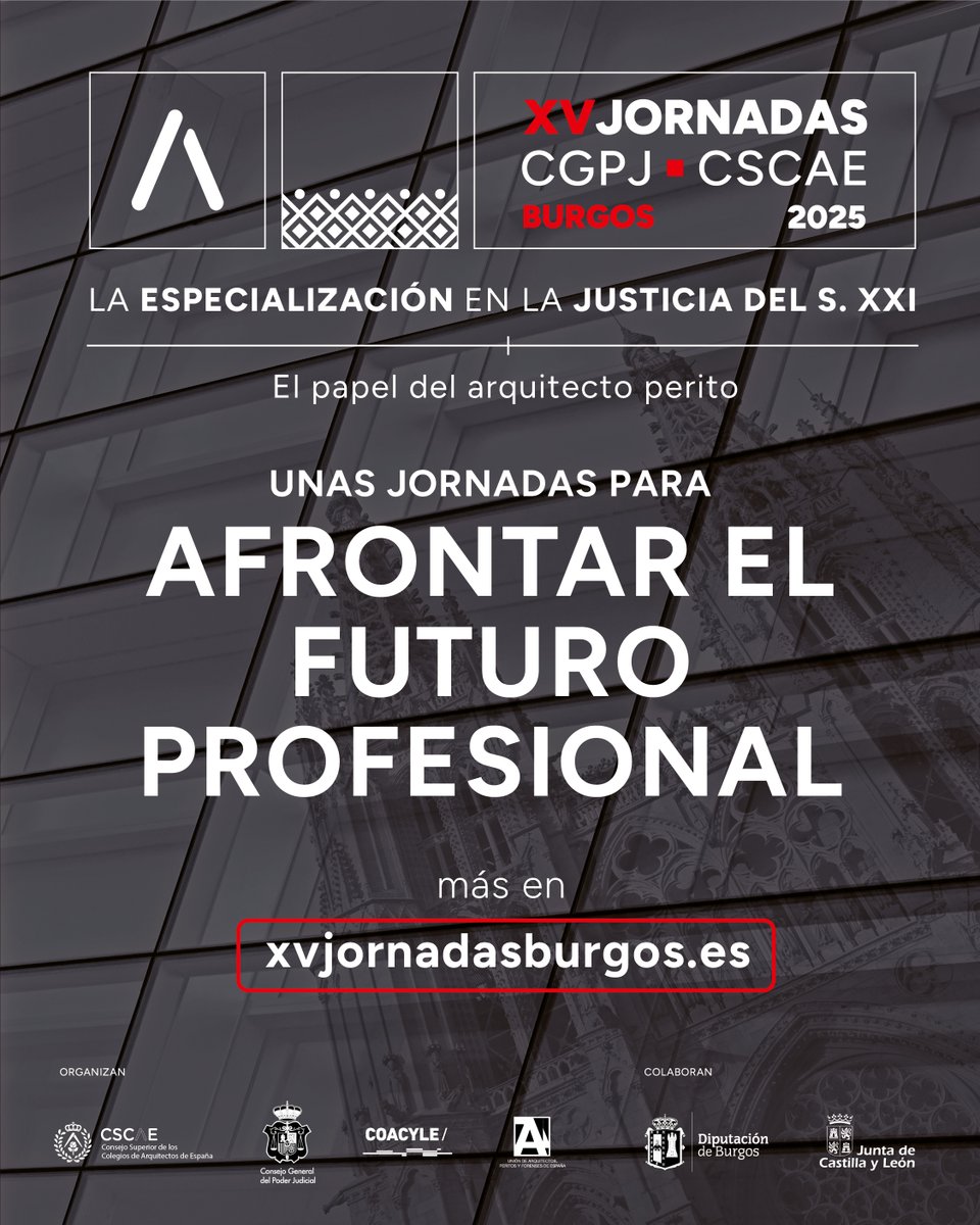 Abiertas las inscripciones para la XV Edición de las Jornadas del CGPJ y UAPFE/ CSCAE 

Benefíciate de un precio especial inscribiéndote antes del 15 de septiembre: xvjornadasburgos.es/tienda/

Más información: 
xvjornadasburgos.es
