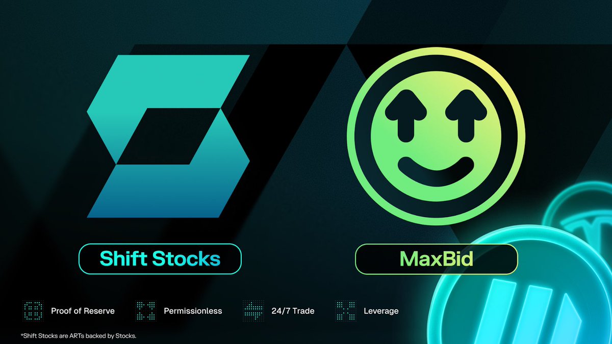 Stoked to welcome <a href="/maxbidbro/">MAXBID</a> to the SHIFT Stocks Alliance.

Leverage your SHIFT stocks on MaxBid. 

That means:
→ Trade SHIFT Stocks with MaxBid Leverage
→ Farm SHIFT points on MaxBid
→ MaxBid users will get Alpha

*shift stocks are not securities, they’re ARTs under MiCAR