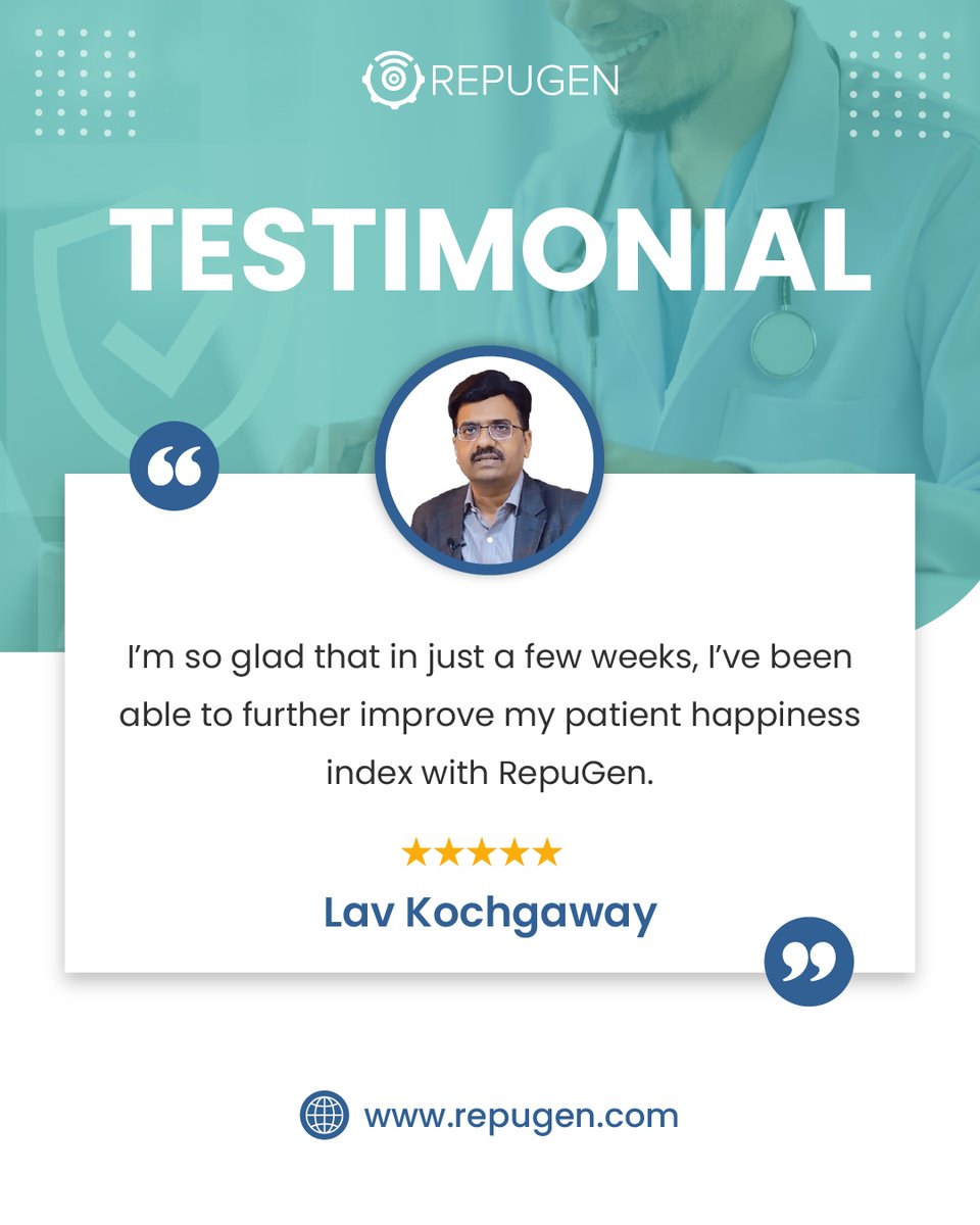 RepuGen (@repugen_) on Twitter photo Patient growth starts with self-awareness.
We're grateful to support doctors like <a href="/DrLavK/">Lav Kochgaway</a> , who use RepuGen not just to track reviews, but to listen, learn, and elevate care. 💙
#PatientExperience #HealthcareGrowth #RepuGen Patient growth starts with self-awareness.
We're grateful to support doctors like <a href="/DrLavK/">Lav Kochgaway</a> , who use RepuGen not just to track reviews, but to listen, learn, and elevate care. 💙
#PatientExperience #HealthcareGrowth #RepuGen