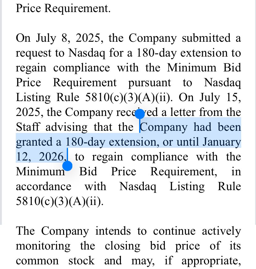 macnchee5e's tweet photo. $SCWO

“Company had been granted a 180-day extension, or until January 12, 2026,” https://t.co/JHoGE8cf7i