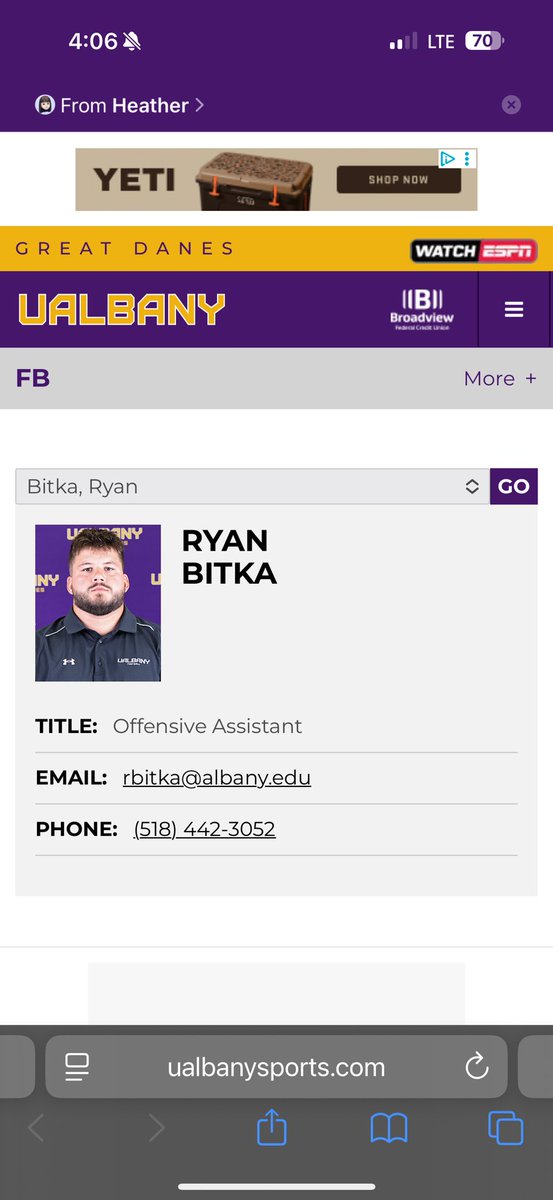 Terry Bitka (@coachbitka) on Twitter photo Extremely proud of the newest Coach Bitka to enter the profession! It’s awesome to see your kids follow their dreams! You’re built for this! ❤️<a href="/Coach_RBitka/">Ryan Bitka</a> <a href="/UAlbanyFootball/">UAlbany Football</a> Extremely proud of the newest Coach Bitka to enter the profession! It’s awesome to see your kids follow their dreams! You’re built for this! ❤️<a href="/Coach_RBitka/">Ryan Bitka</a> <a href="/UAlbanyFootball/">UAlbany Football</a>