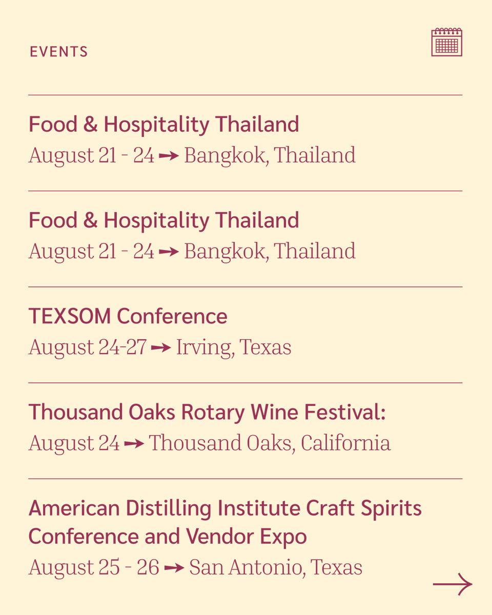 ClaretPlan's tweet image. 📅 What’s on tap for August in BevAlc?

We’ve got your calendar of industry events, from tradeshows to Prosecco Day 🍾

Check it out at claret.la/3IQpj6A
...

#BevAlc #BeverageBusiness #SupplyChainPlanning #ClaretSolutions