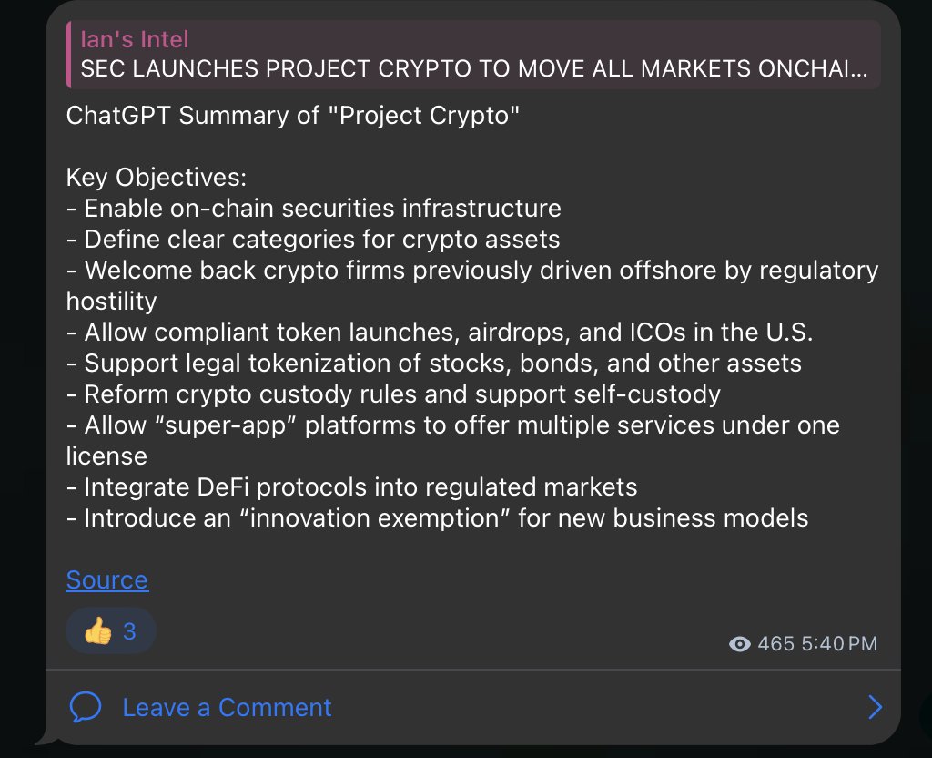 ChatGPT summary of Project Crypto