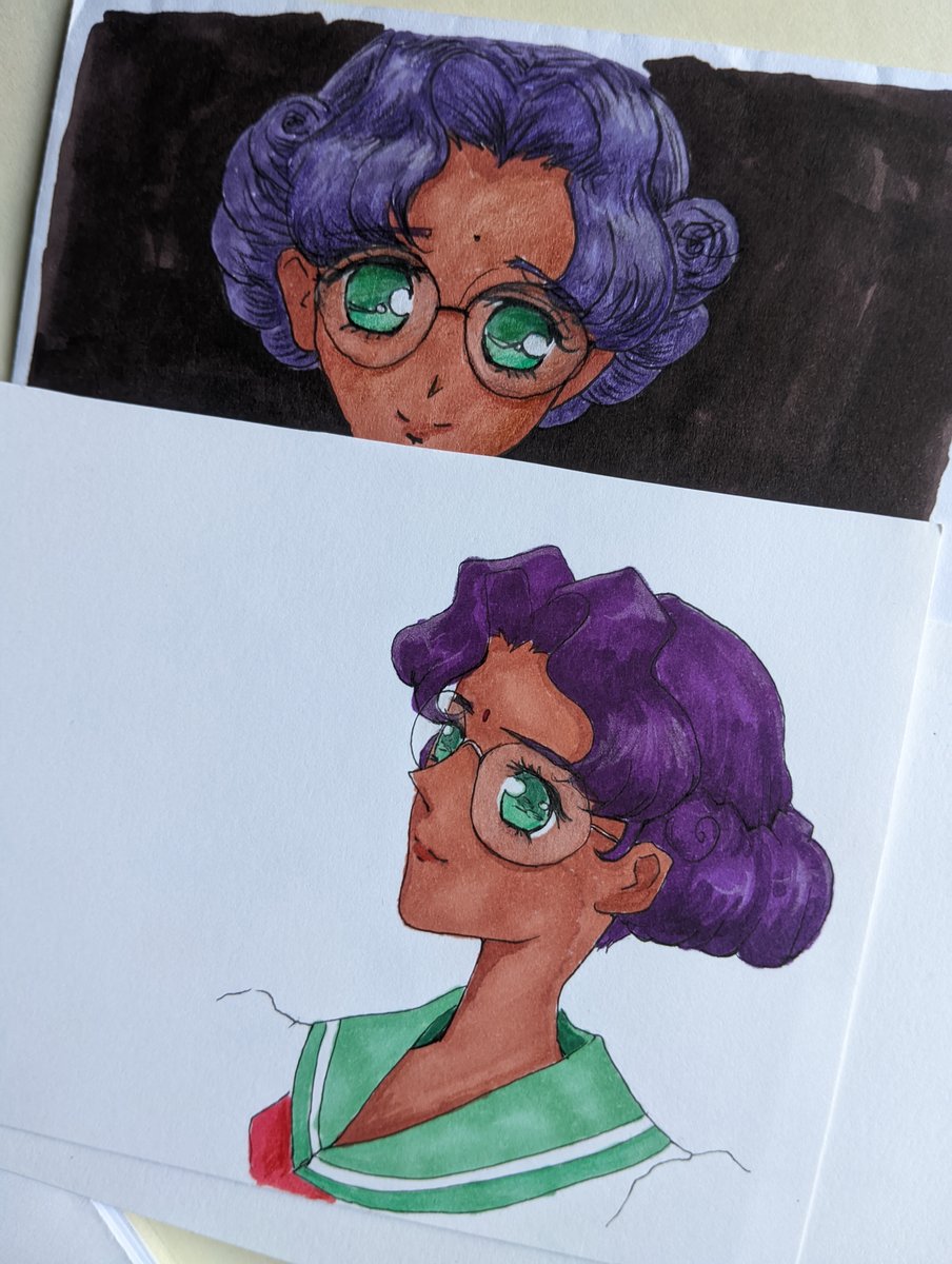 forpumpkinssake's tweet image. I&apos;ve found two Anthy drawings I made last year (or the year before???) when I was trying out my new markers and my mum’s coloured pencils!

 #anthy #utena #rgu