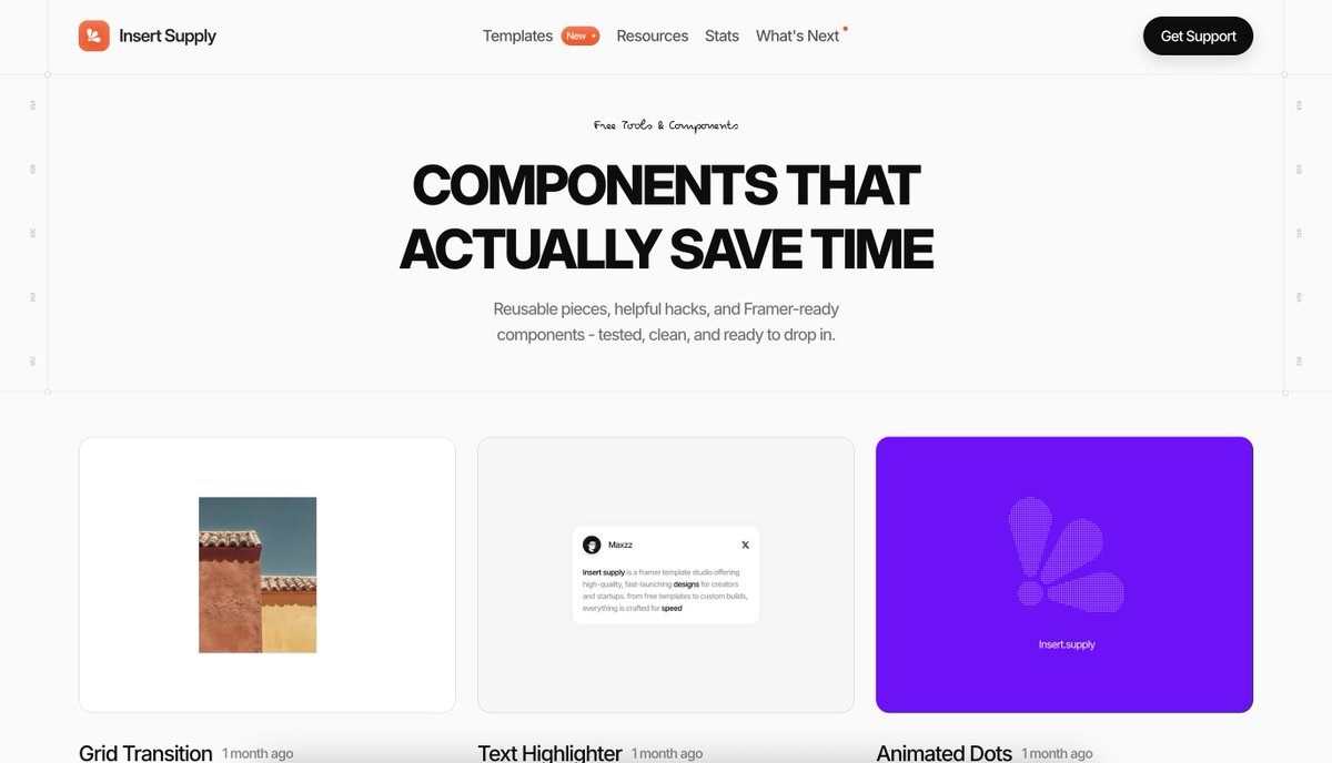 Hey fam,

Lots more crazy Free Framer components dropping soon! 🚀

Only on: <a href="/InsertSupply/">Insert Supply</a> × <a href="/vibeframer/">VibeFrame</a> 

We’ve been cooking up some amazing stuff - don’t worry, we’ll keep bringing premium components free for the <a href="/framer/">Framer</a> community ❤️

Better be ready, <a href="/vibeframer/">VibeFrame</a> 🫡