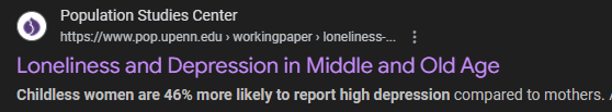 We need to stop asking what is a woman and start asking how are the women

Because women aren't doing great, they're depressed now more than ever

Childless women are 46% more likely to be depressed, and childlessness is on the rise,

I think I know what's causing the issue...