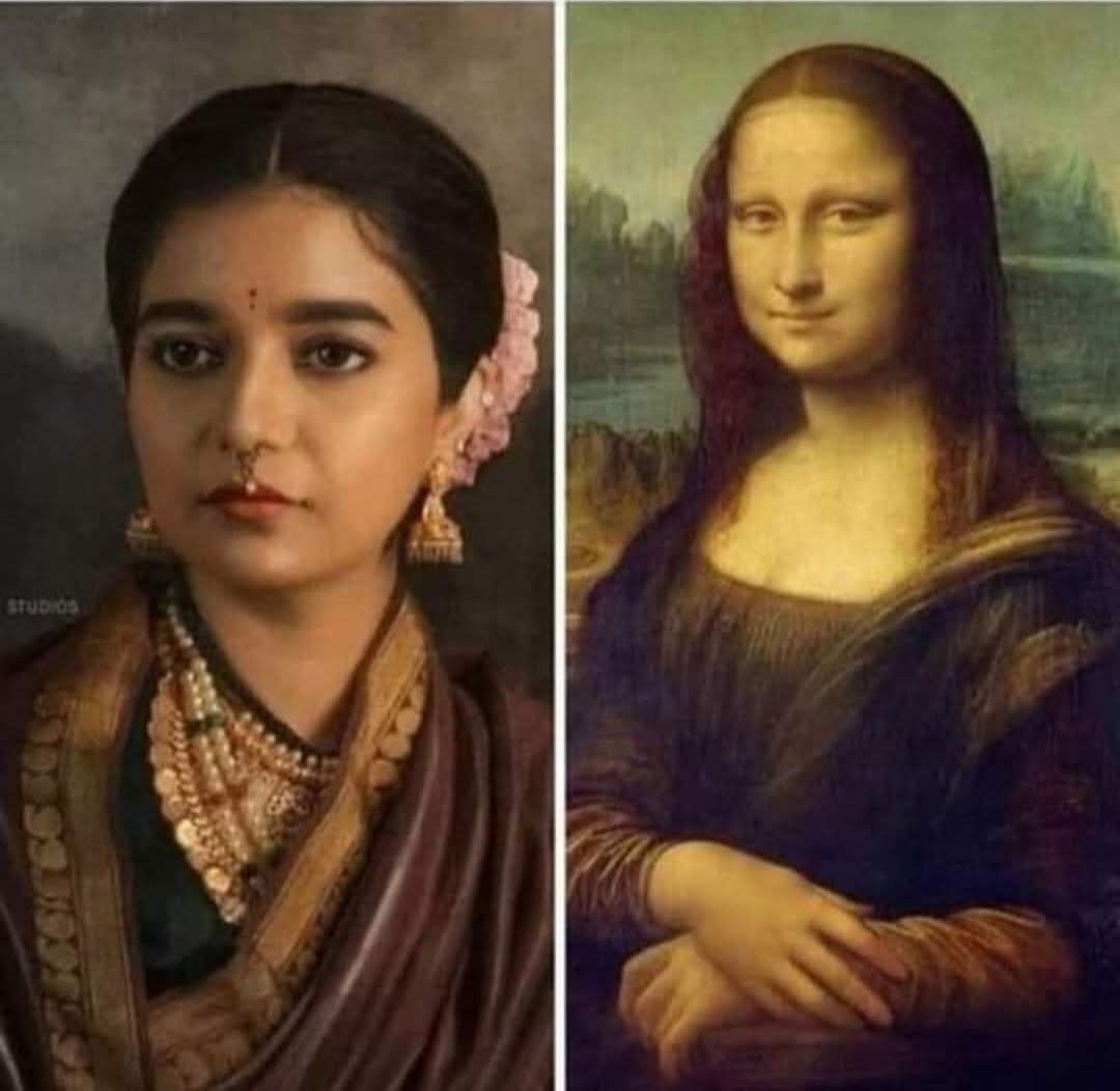 यहाँ दो चित्र हैं..... 
एक है राजा रवि वर्मा की बनाई हुई, जो शायद आपने कभी नहीं देखी होगी..... 
दूसरी लियोनार्डो दा विंची की है, मोनालिसा जिसे आपने लाखों बार देखा होगा।
अब सोचिए कि मार्केटिंग और प्रचार लॉबी हमारे दिमाग को कैसे पूर्वाग्रहित करती है।
*आपकी सभी को कोनसी चित्रकला
