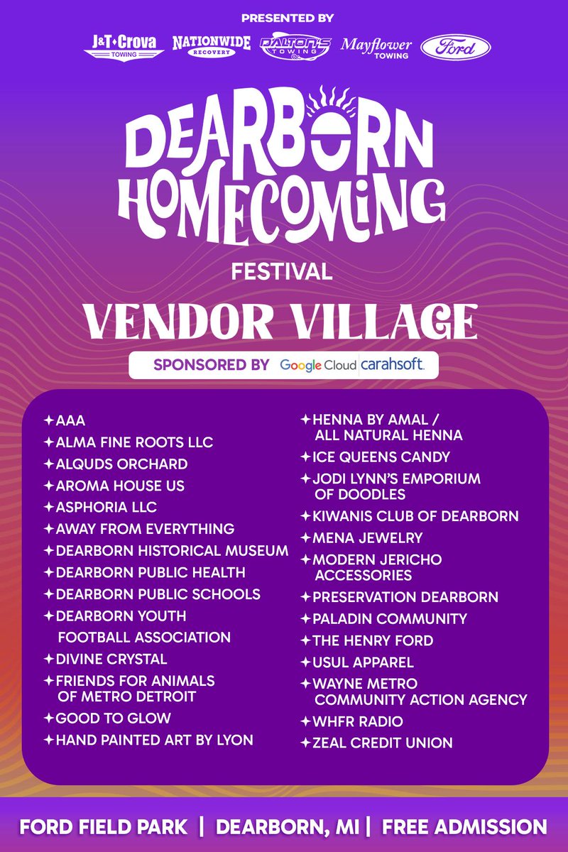 We're headed to the Dearborn Homecoming Festival 8/1 through 8/3 at Ford Field Park. 💡 Stop by the Vendor Village to meet living history presenters from Greenfield Village, enjoy interactive activities for all ages, and enter our daily membership giveaways.