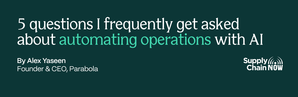 Operators are expected to do more with less — and AI is adding pressure and potential.
In a new guest post on <a href="/SupplyChainNow/">Pam Novak</a>, <a href="/tryparabola/">Parabola</a> CEO <a href="/alexyaseen/">Alex Yaseen</a> shares the 5 most common questions he gets about automating operations with AI.

Read here 👉 hubs.ly/Q03zPwkh0