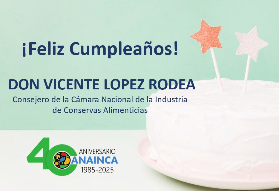 CANAINCA (@canainca) on Twitter photo Muy feliz cumpleaños para Don Vicente López Rodea, fundador y consejero de #CANAINCA.
Un fuerte abrazo y nuestros mejores deseos, que disfrutes tu día en compañía de tus seres queridos.
<a href="/HPRSantiago/">Santiago Hernandez Pons Riba</a>
<a href="/JONASMURILLO1/">JONAS MURILLO</a> Muy feliz cumpleaños para Don Vicente López Rodea, fundador y consejero de #CANAINCA.
Un fuerte abrazo y nuestros mejores deseos, que disfrutes tu día en compañía de tus seres queridos.
<a href="/HPRSantiago/">Santiago Hernandez Pons Riba</a>
<a href="/JONASMURILLO1/">JONAS MURILLO</a>