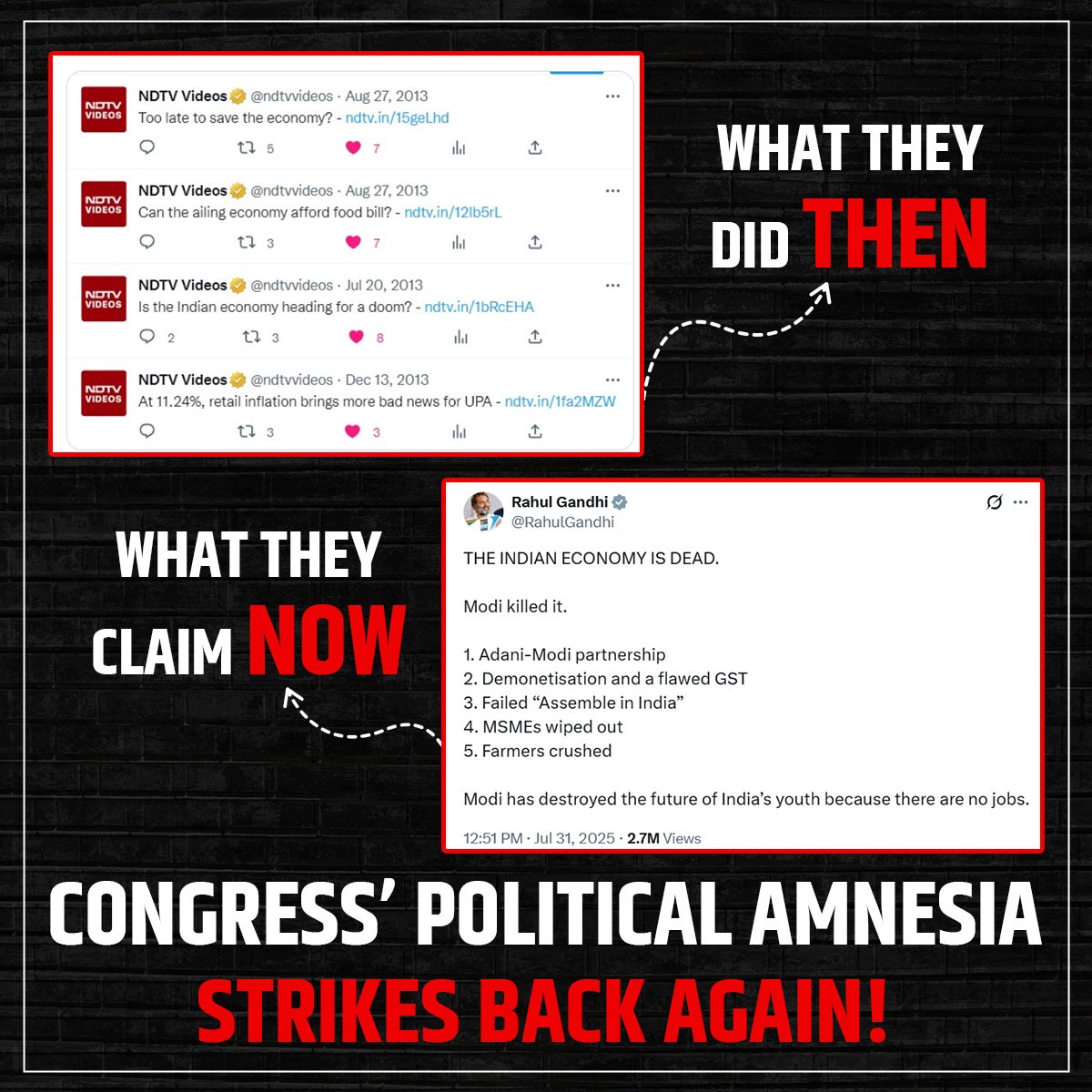 While PM Modi converted a “doomed” economy into a "Top Five" powerhouse, Congress’ political amnesia only worsened! 📈
