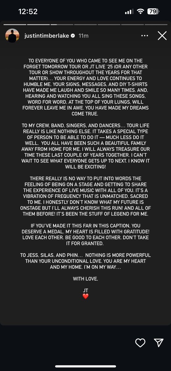 MrsBozzie's tweet photo. I respect you more than there are stars in the sky @jtimberlake 🫶🏼 Take your well deserved rest and we’ll see you when your ready. https://t.co/xSlON4hDfG