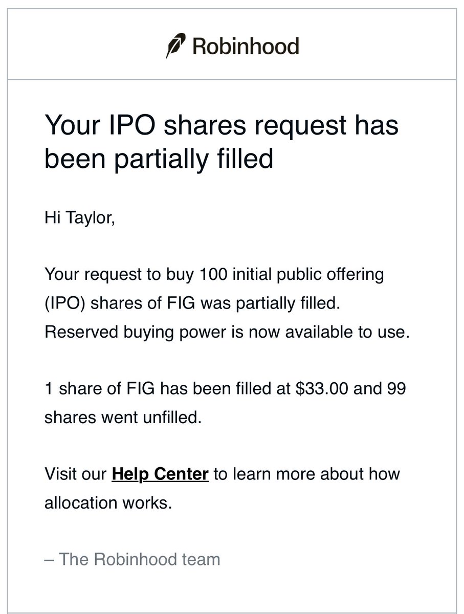 Thank you Robinhood for the generous single share allocation in the @figma  IPO 🤣 Congrats @zoink! Figma is an amazing product and has made designing  at scale much easier.