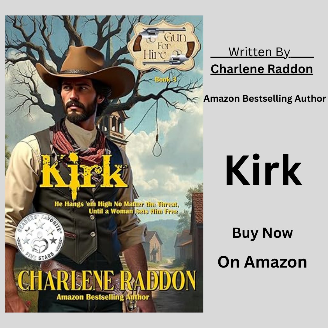 Kirk: Gun For Hire Sweet Western Romance Series Book 3, I enjoyed the book - I recommend reading it! amazon.com/dp/B0DT7R89N8 #bookstagram #readingworld #HistoricalFiction #RomanceReads #readingcommunity #AuthorsOfTwitter ///