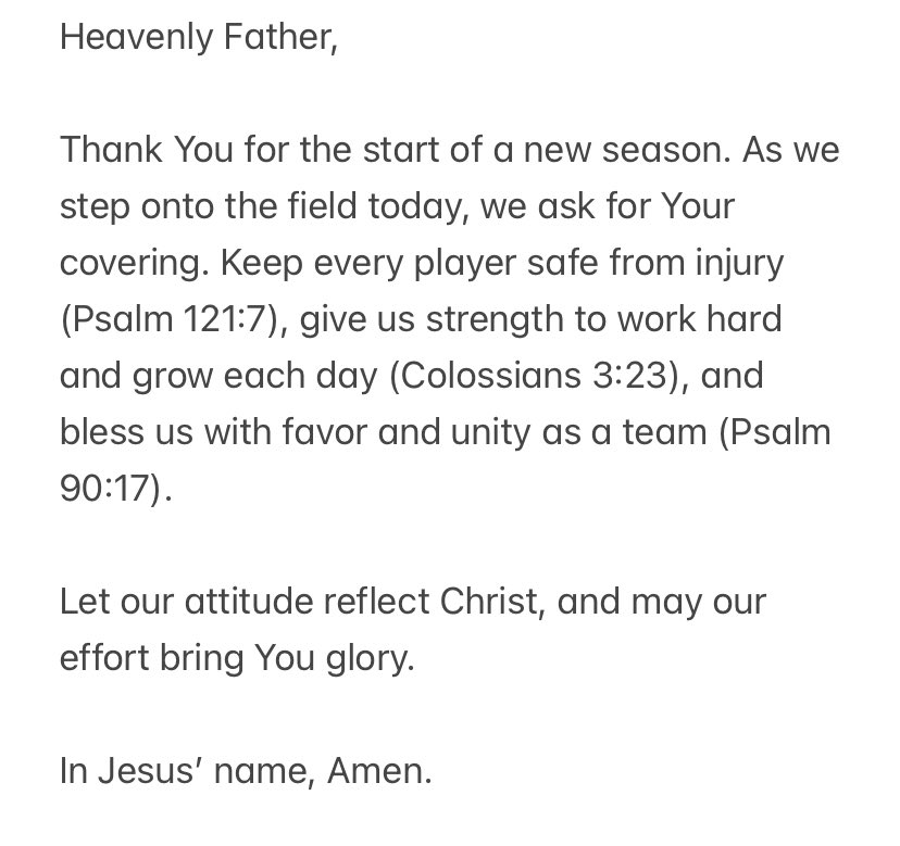 Whether I coached you or not, if you’re headed into Fall Camp, let us pray 🙏🏾